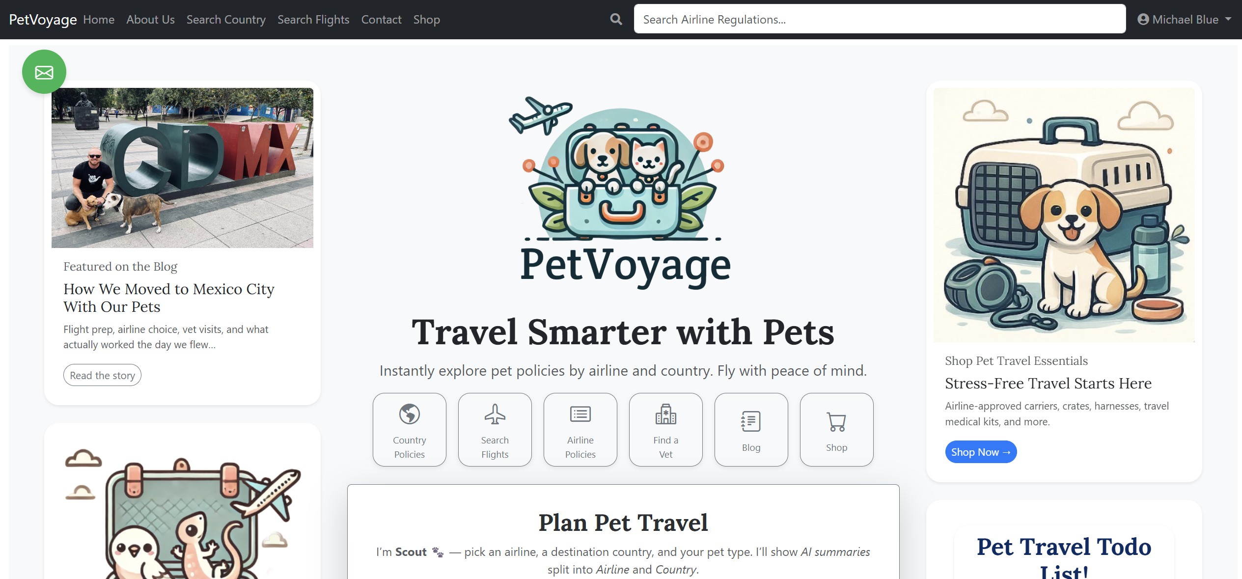 PetVoyage planning tools